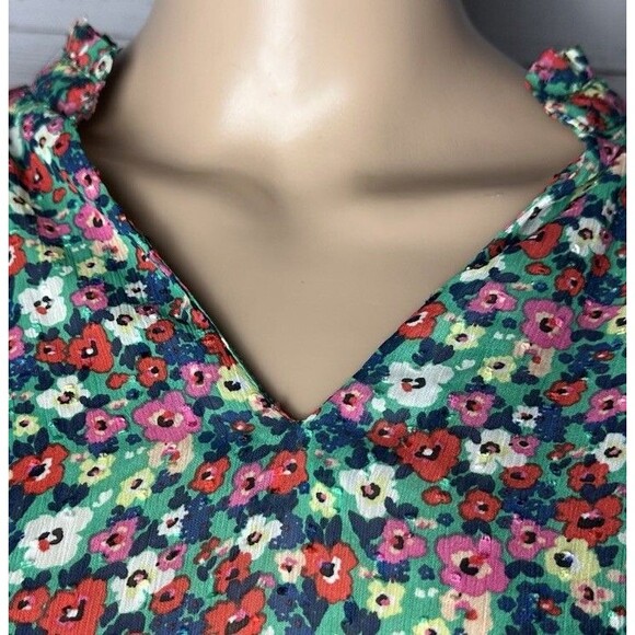 Rachel Zoe Blouse Semi-Sheer Colorful Floral Print - Picture 2 of 14